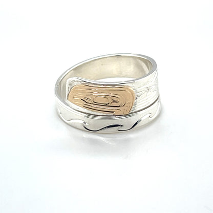 Ring - Gold & Silver - Wrap - 1/4" - Salmon - Size 8