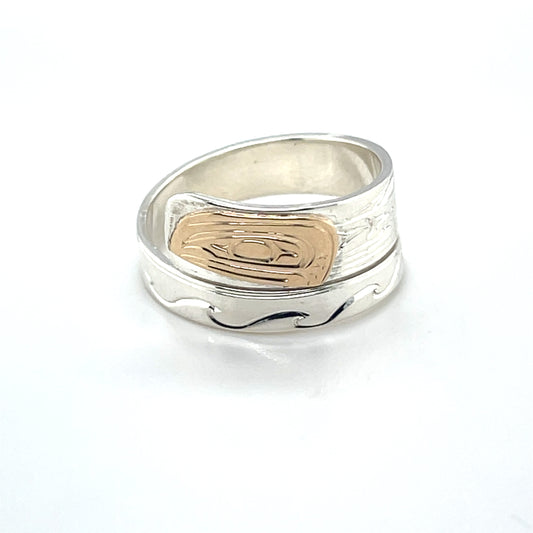 Ring - Gold & Silver - Wrap - 1/4" - Salmon - Size 8