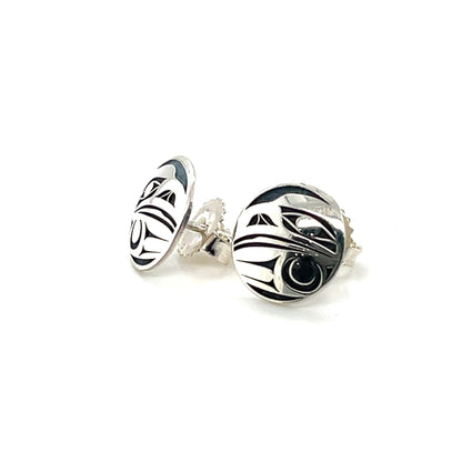 Earrings - Sterling Silver - Round Studs - Raven