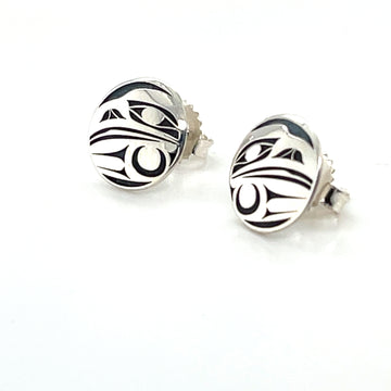 Earrings - Sterling Silver - Round Studs - Raven