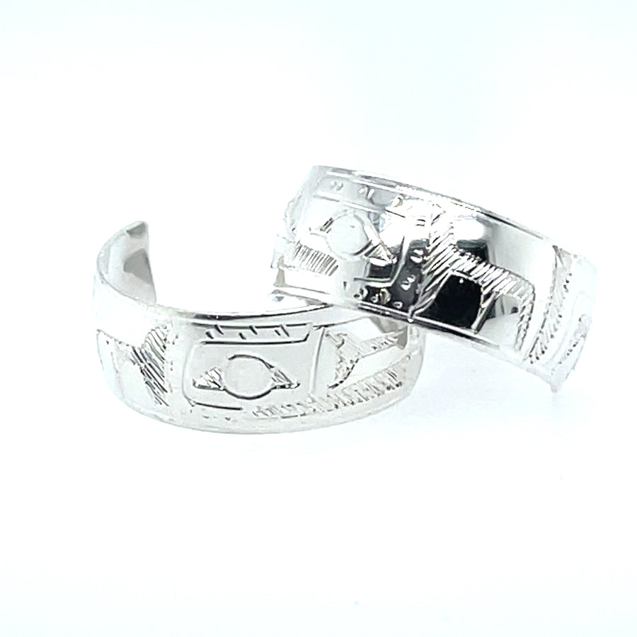 Earrings - Sterling Silver - Hoop Studs - 3/8