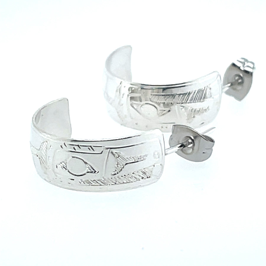 Earrings - Sterling Silver - Hoop Studs - 3/8