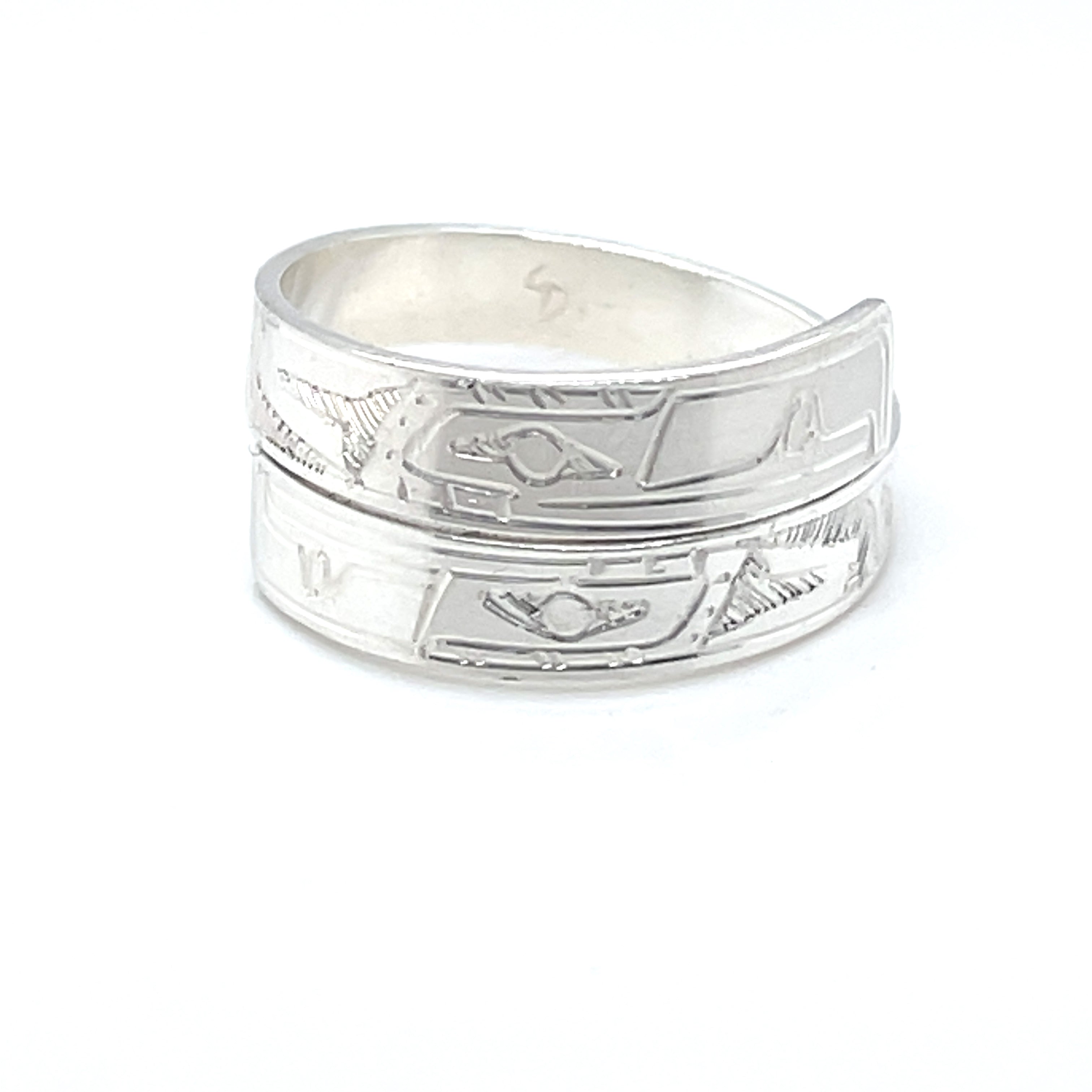 Ring - Sterling Silver - Wrap - 3/16&quot; - Eagles - Size 7.5