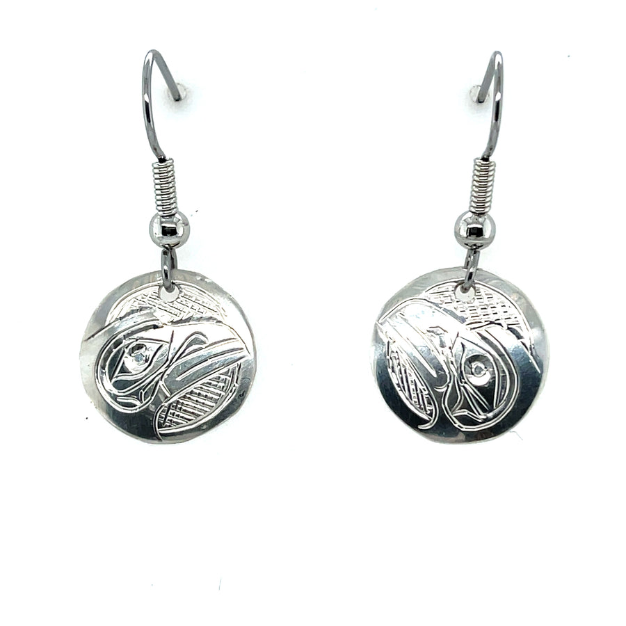 Earrings - Sterling Silver - Round - Raven