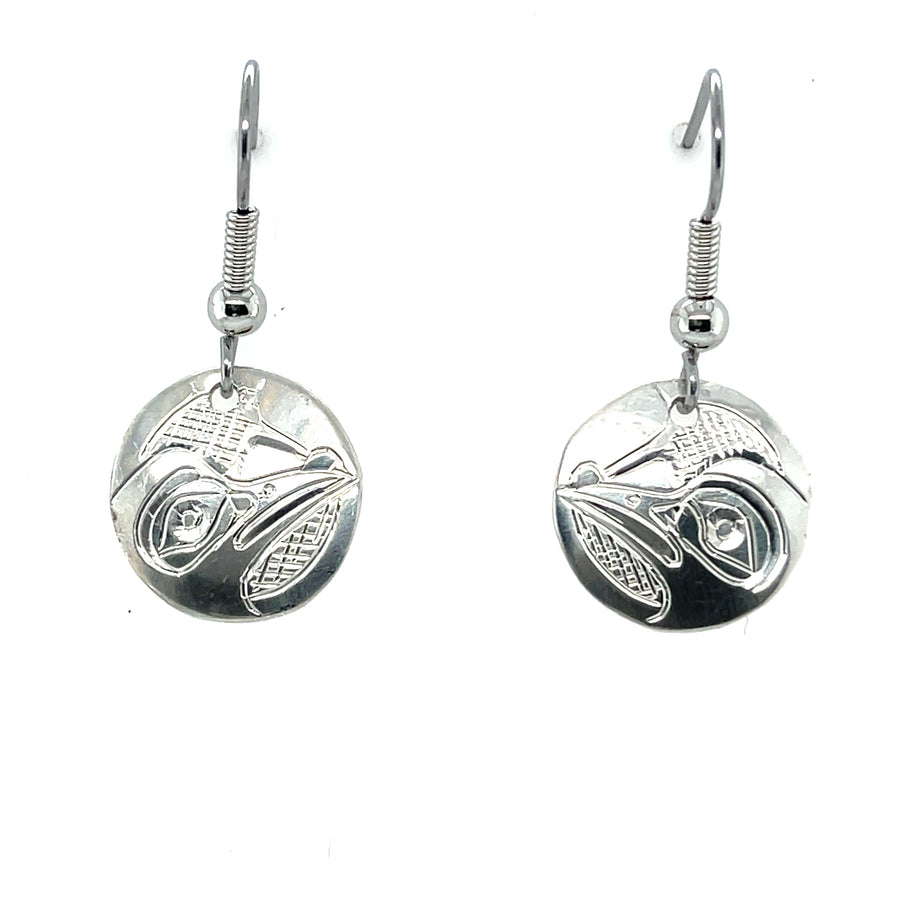Earrings - Sterling Silver - Round - Hummingbird