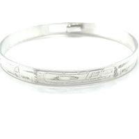 Bangle - Sterling Silver - 1/4" - Wolf - small