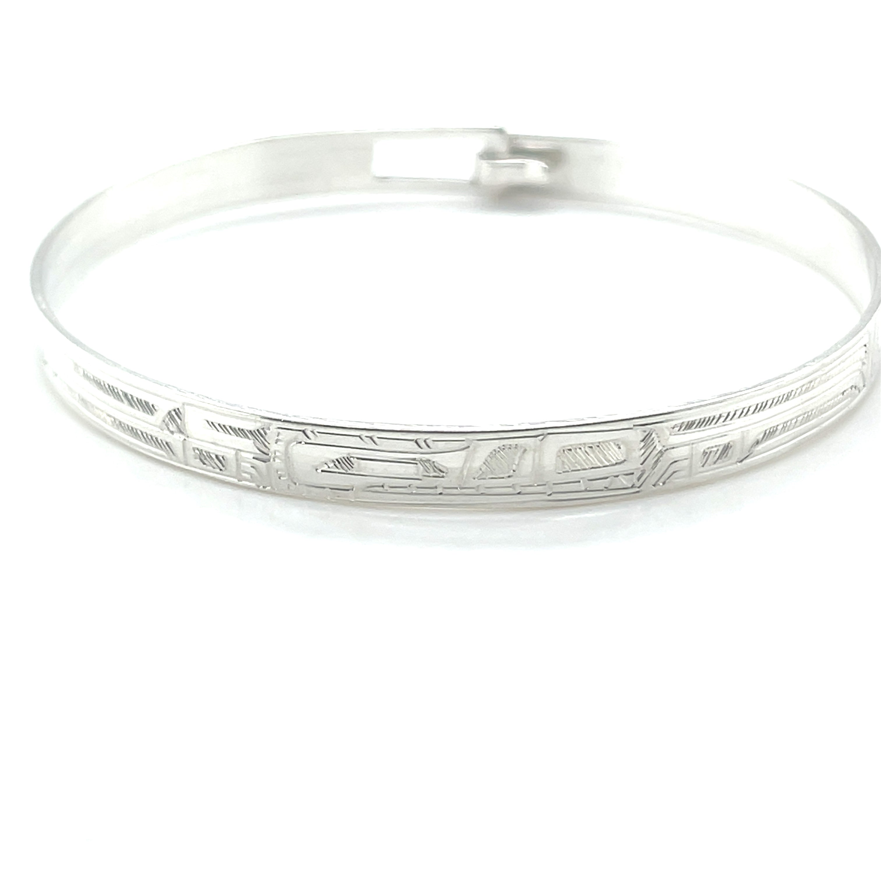 Bangle - Sterling Silver - 1/4&quot; - Wolf - small