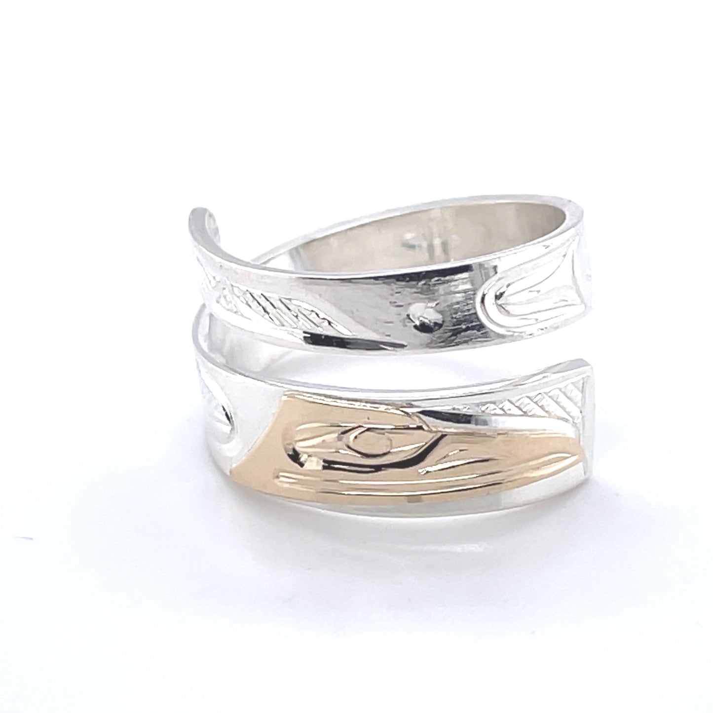 Ring - Gold & Silver - Wrap - 1/4" - Hummingbirds - size 7.5