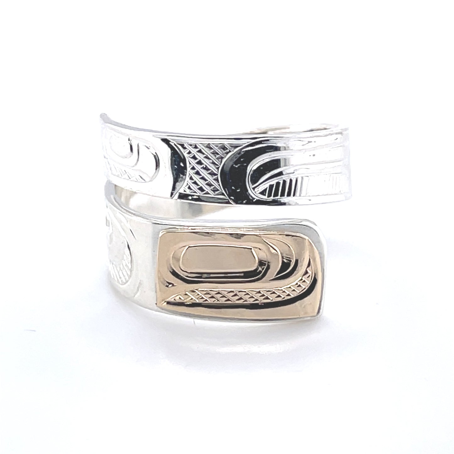 Ring - Gold & Silver - Wrap - 5/16" - Salmon - size 8
