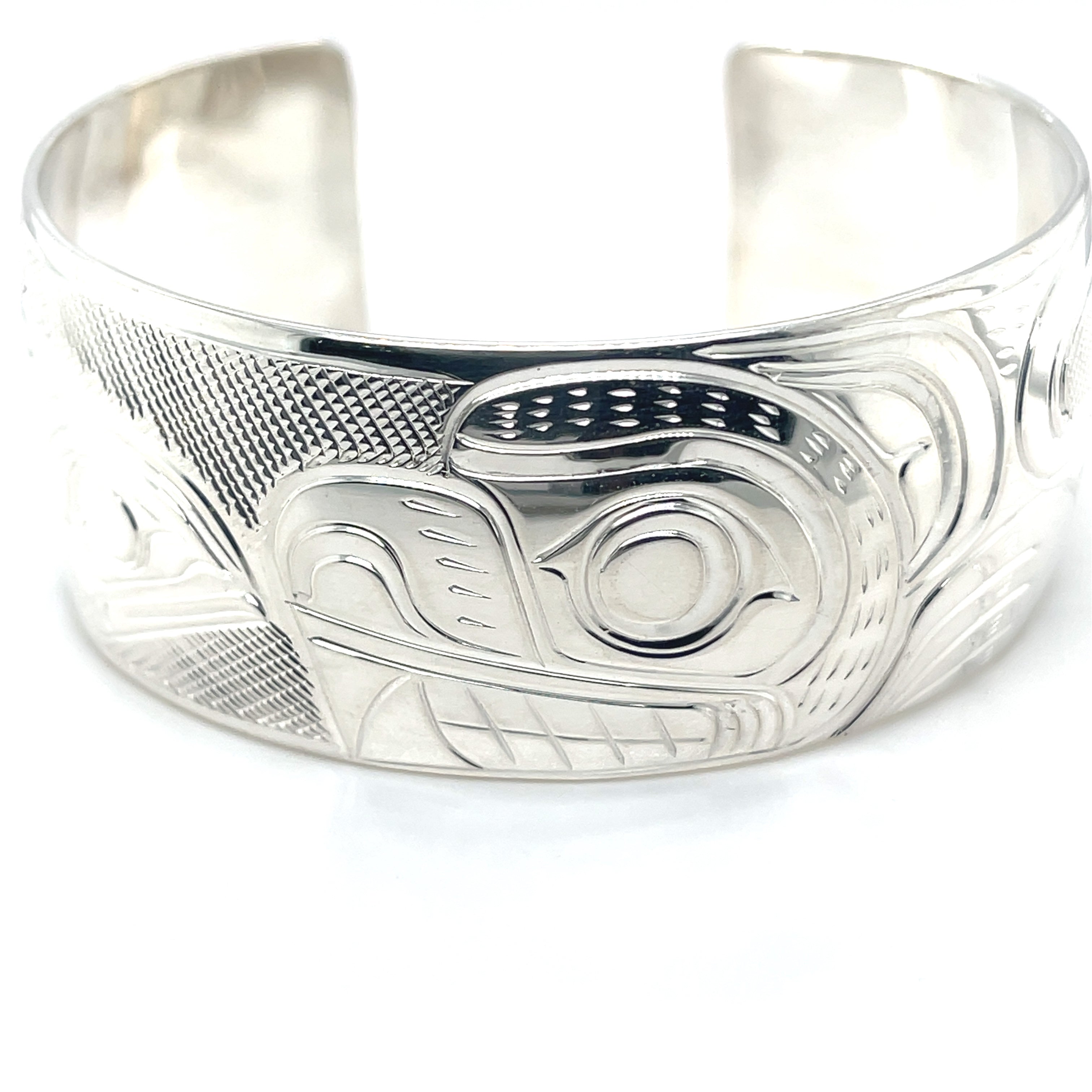 Bracelet - Sterling Silver - 1&quot; - Bear &amp; Salmon