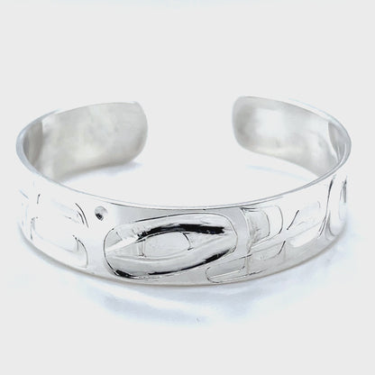 Bracelet - Sterling Silver - 1/2" - Orca with Raven Fin