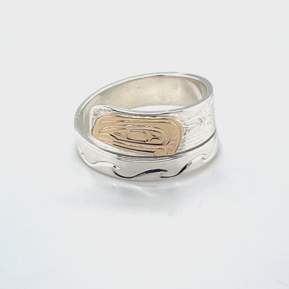 Ring - Gold & Silver - Wrap - 1/4" - Salmon - Size 8
