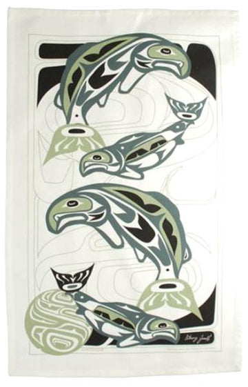 Tea Towel - Green Salmon