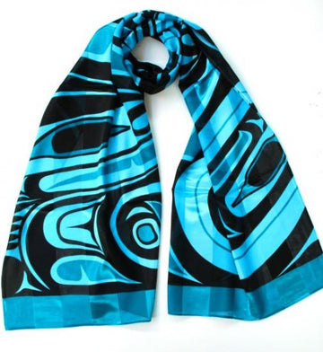 Scarf - Poly Satin - Wolf - Turquoise