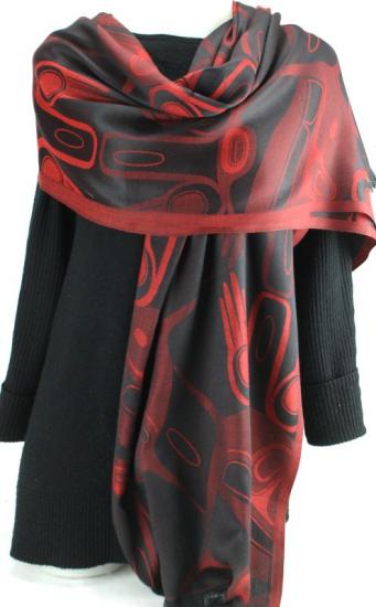 Shawl - Poly Jacquard - Eagle Hands - Red