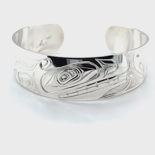 Bracelet - Sterling Silver - 3/4" - Orca with Raven Fin