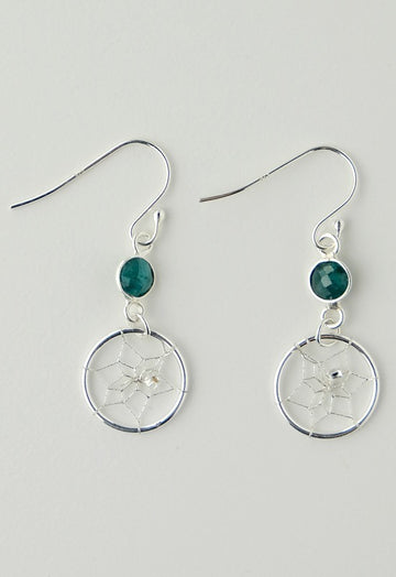 Earrings - Dream Catcher - Sterling Silver -  May - Emerald