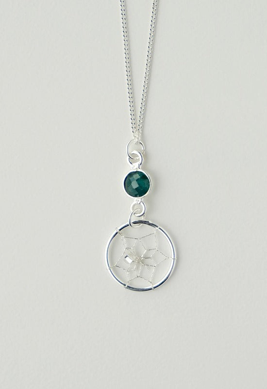 Pendant - Dream Catcher - Sterling Silver - May - Emerald