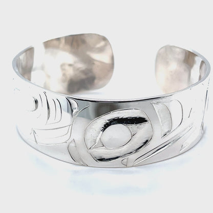 Bracelet - Sterling Silver - 3/4" - Orca with Raven Fin