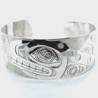 Bracelet - Sterling Silver - 1" - Orca & Salmon