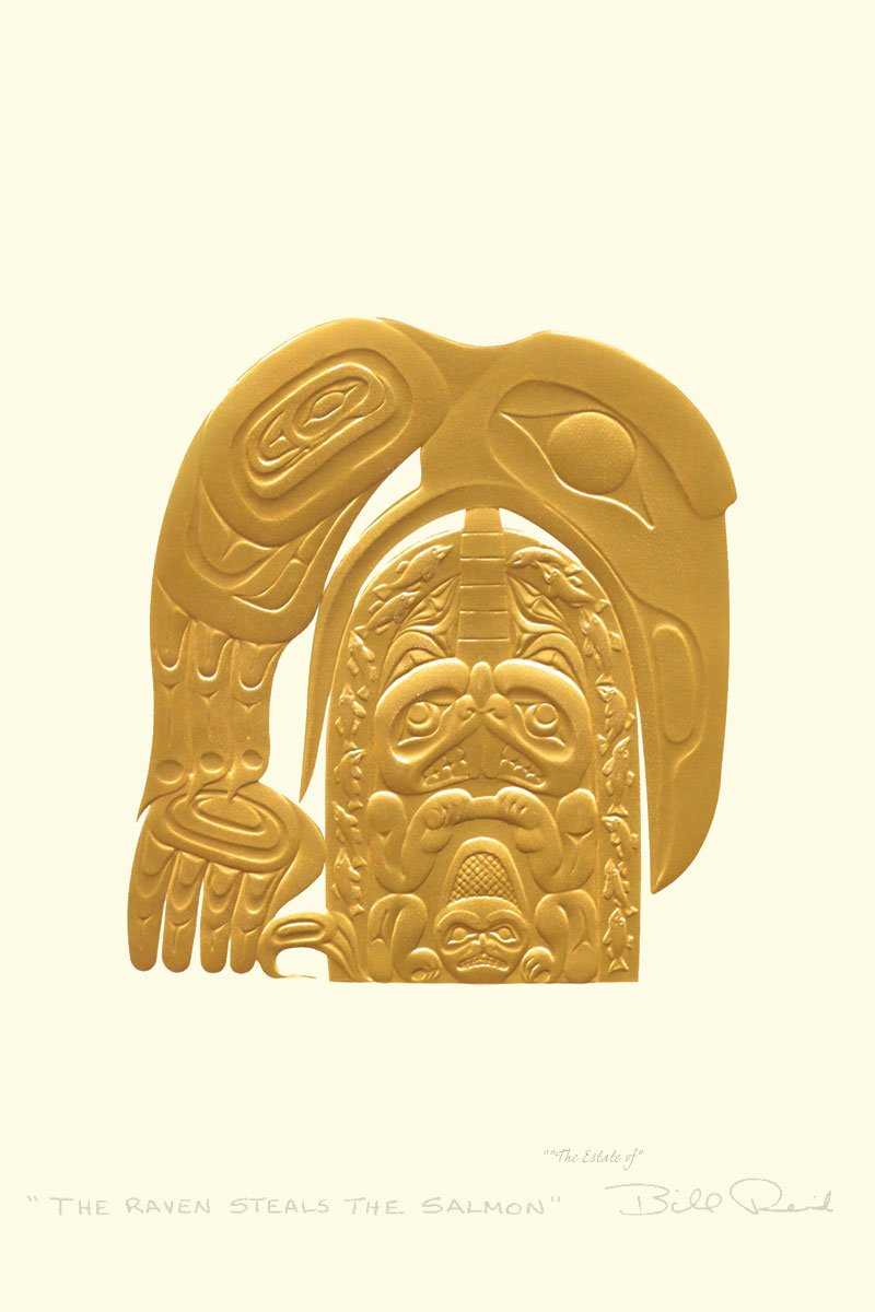 Card - Reid - Gold - The Raven Steals the Salmon - 6x9