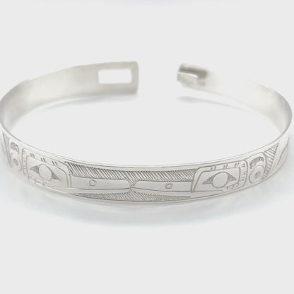 Bangle - Sterling Silver - 3/8" - Hummingbirds