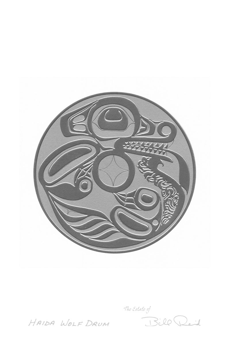 Card - Reid - Silver - Haida Wolf Drum - 6x9