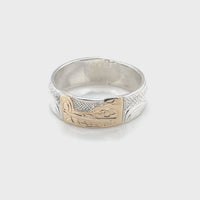 Ring - 1/4" - Gold & Silver - Wolf - Size 8