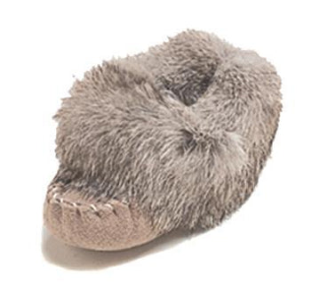Moccasins - Infant - Suede with Rabbit Fur - Grey