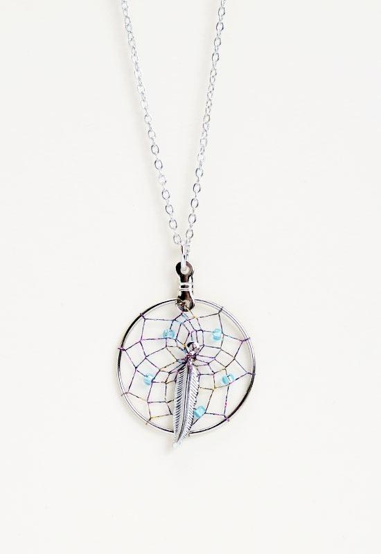 Pendant - Dream Catcher - Metal Feather - Metallic