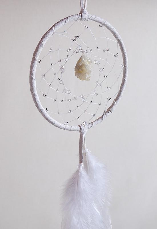 Dream Catcher - 4" - Druzy - White