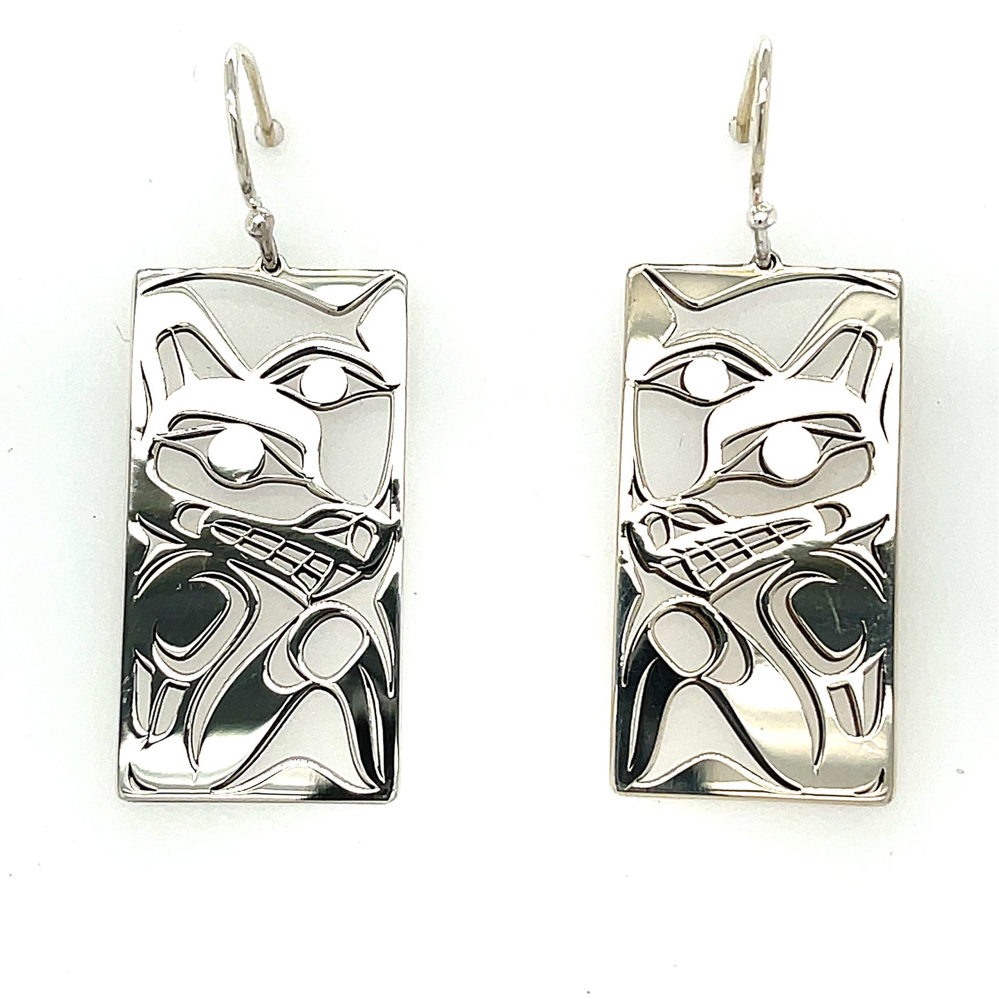 Earrings - Sterling Silver - Rectangle - Wolf Moon