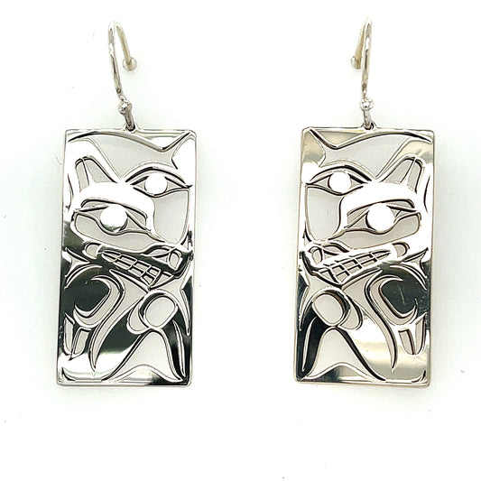 Earrings - Sterling Silver - Rectangle - Wolf Moon