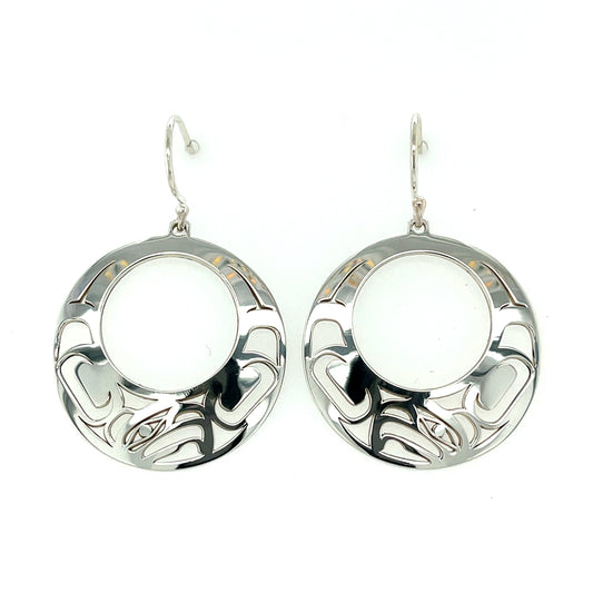 Earrings - Sterling Silver - Round Offset - Eagle