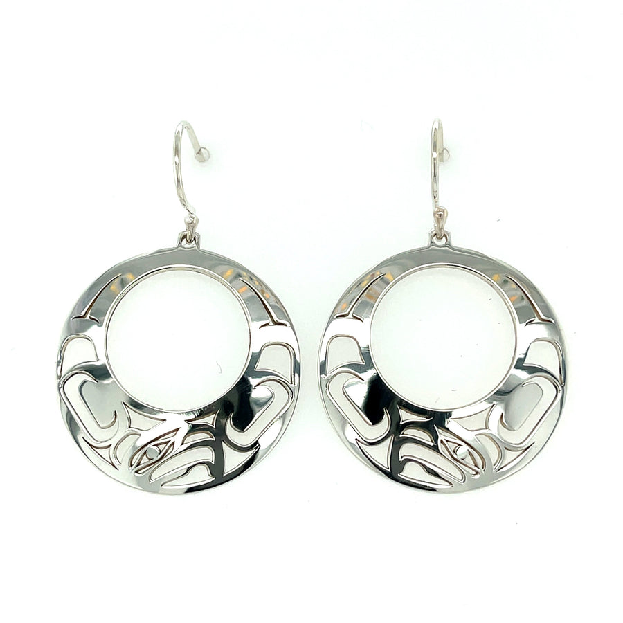 Earrings - Sterling Silver - Round Offset - Eagle