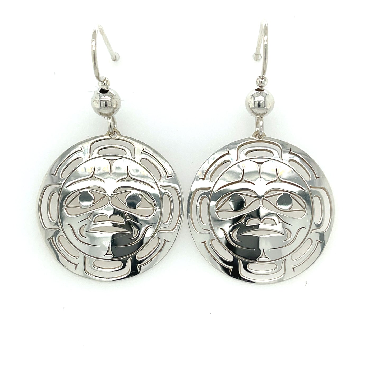 Earrings - Sterling Silver - Round - Moon