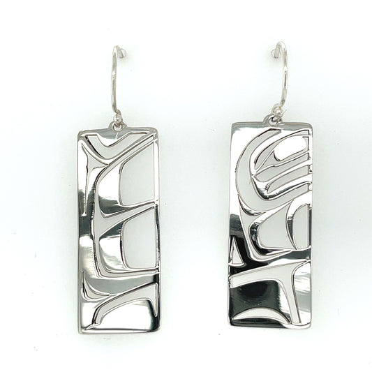 Earrings - Sterling Silver - Rectangle - Raven Box