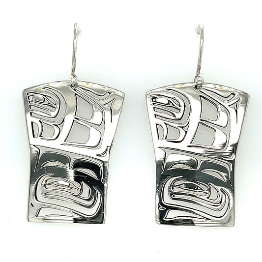 Earrings - Sterling Silver - Shield - Raven