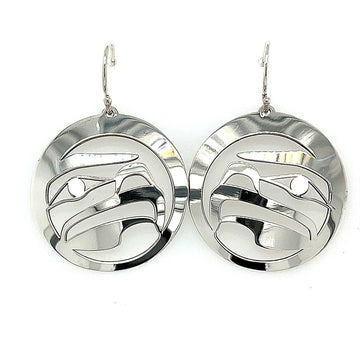 Earrings - Sterling Silver - Round - Eagle Moon