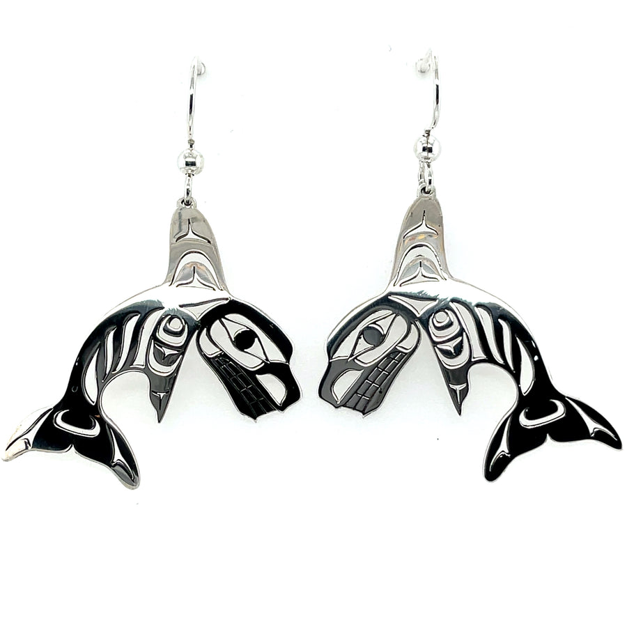 Earrings - Sterling Silver - Cutout - Orca 2