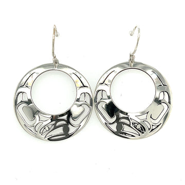 Earrings - Sterling Silver - Round Offset - Raven