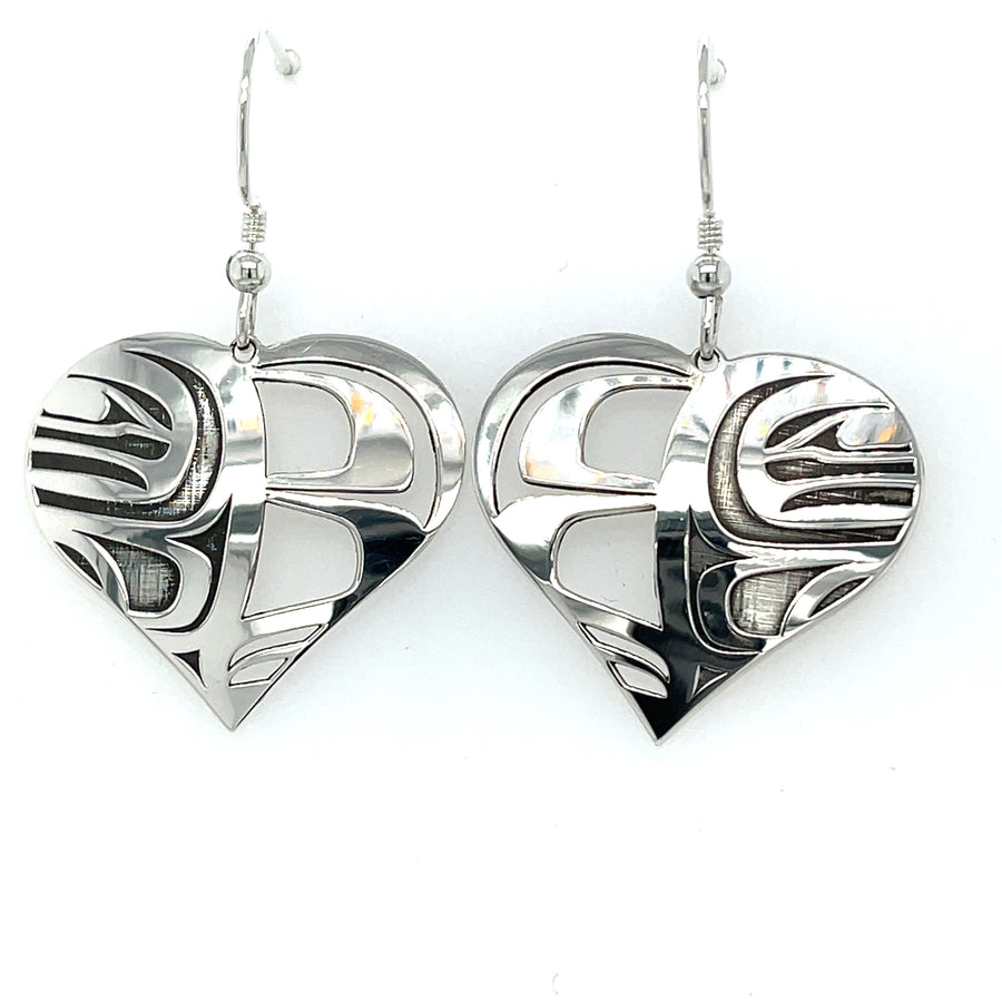 Earrings - Sterling Silver - Heart Shape - Raven Box