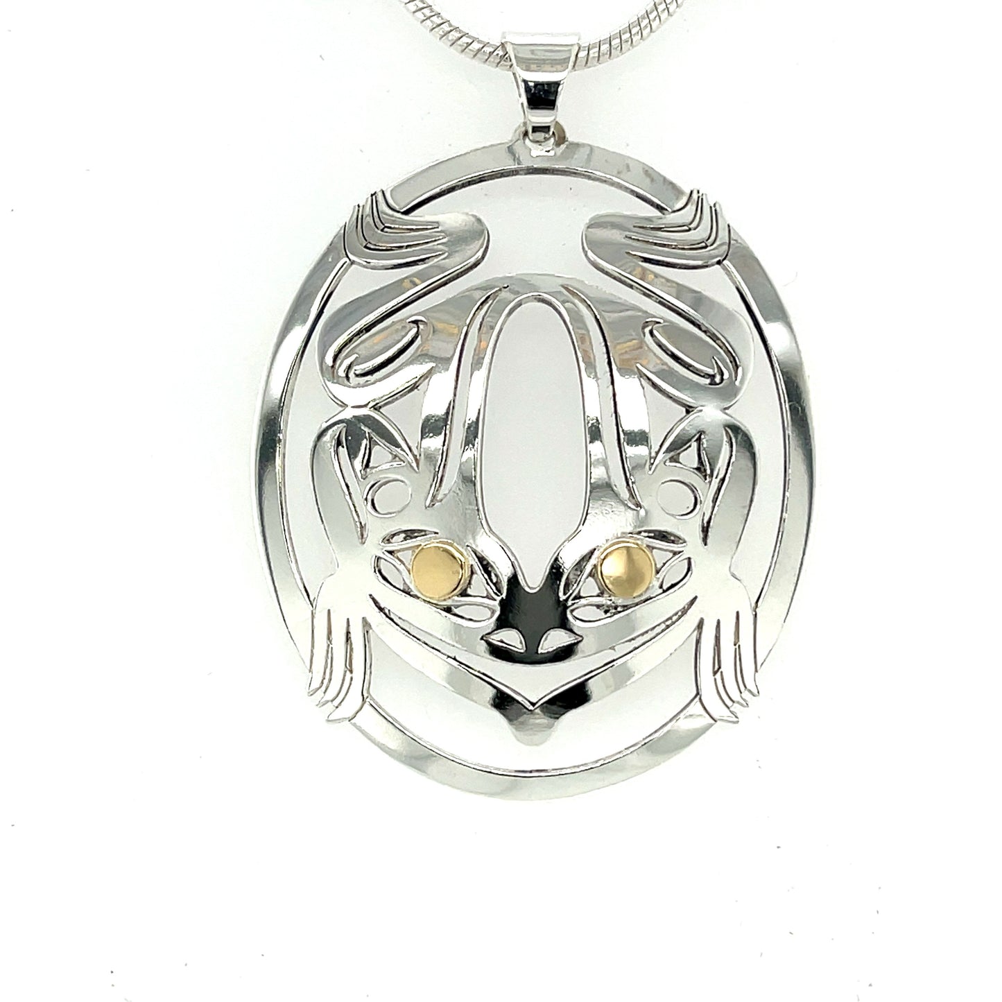 Pendant - Gold & Silver - Oval - Frog