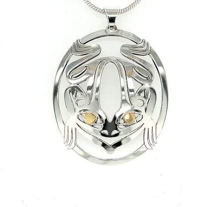 Pendant - Gold & Silver - Oval - Frog