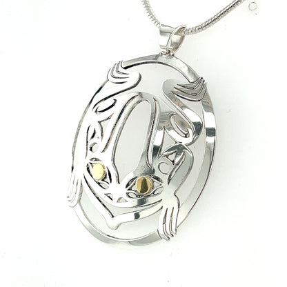 Pendant - Gold & Silver - Oval - Frog