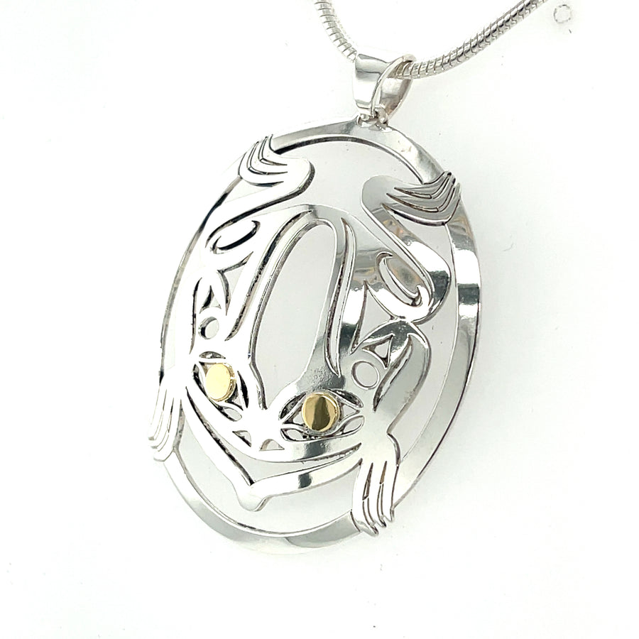 Pendant - Gold & Silver - Oval - Frog