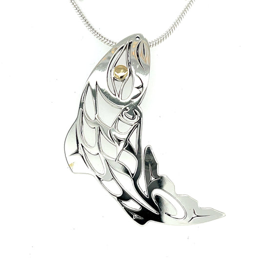 Pendant - Gold & Silver - Cutout - Salmon