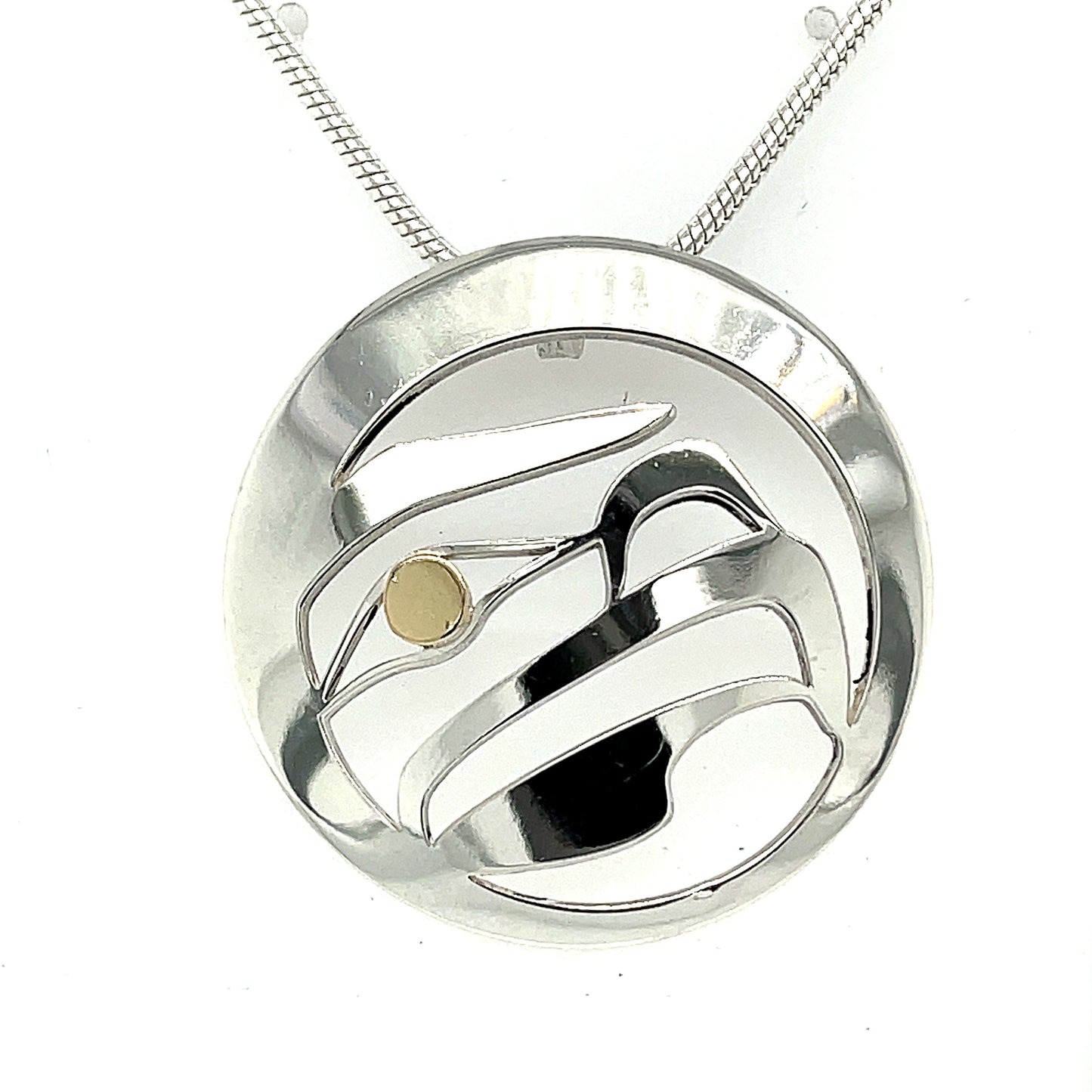 Pendant - Gold & Silver - Round - Eagle Moon