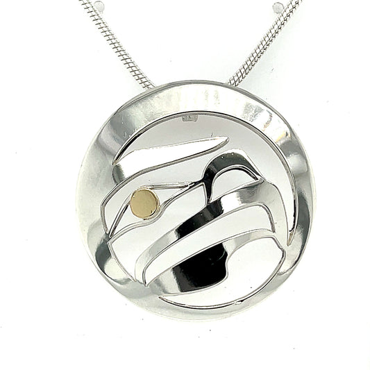 Pendant - Gold & Silver - Round - Eagle Moon