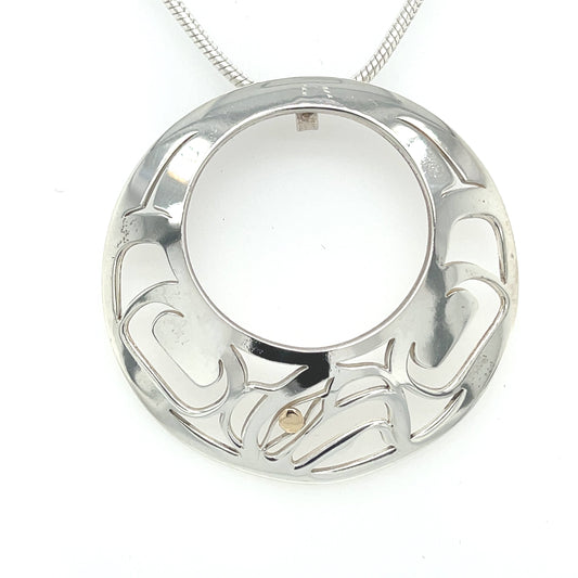 Pendant - Gold & Silver - Round Offset - Eagle